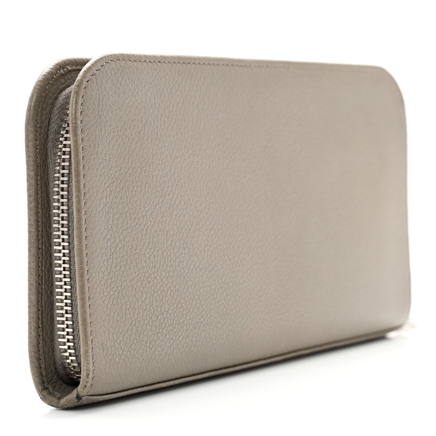 Grained Calfskin Classic Zip Around Continental Wallet Light Grey