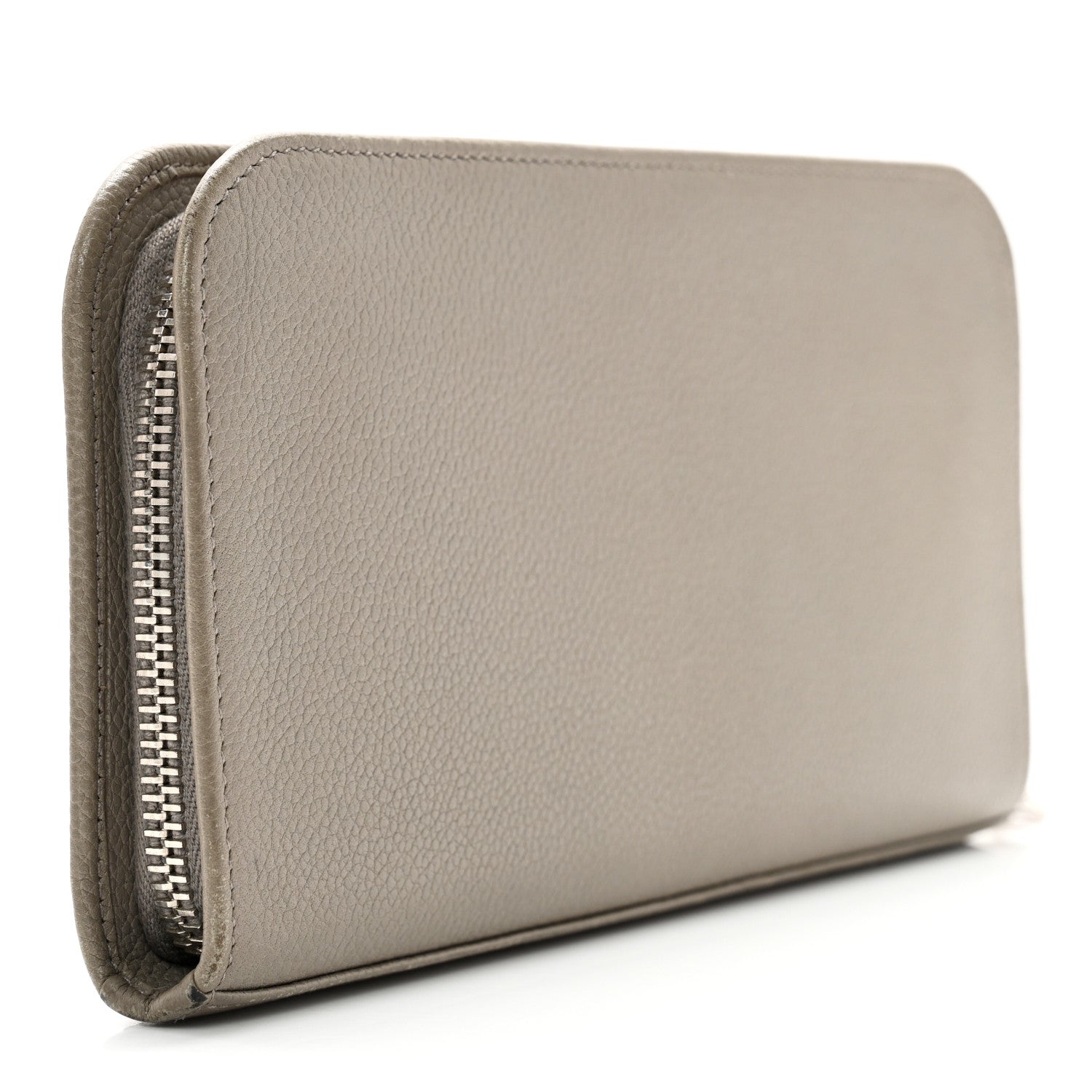 Saint Laurent Grained Calfskin Classic Zip Around Continental Wallet Light Grey 2 of 10