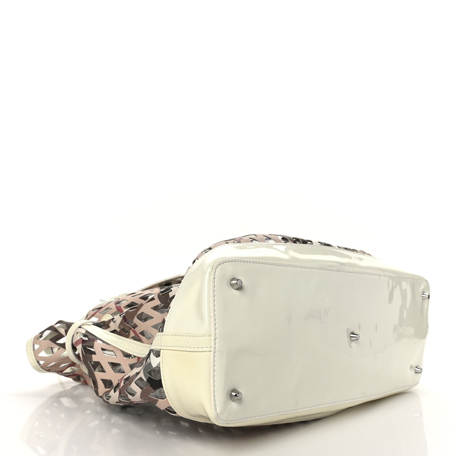 Burberry Supernova Check Net Drawstring Bag White 1227344