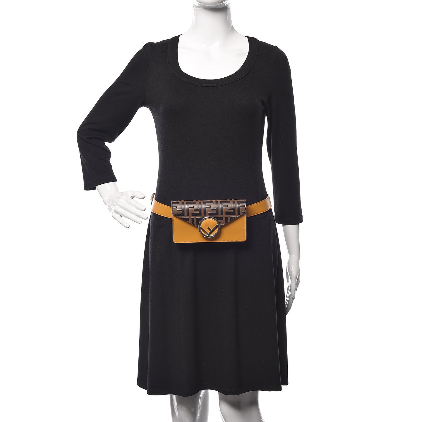 Vitello Liberty F is Fendi Bi-Color FF 1974 Embossed Envelope Belt Bag Maya Black Zucca