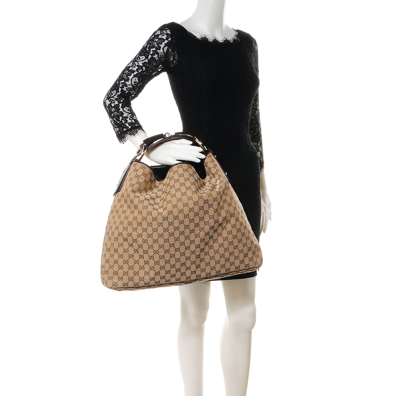 Gucci Monogram Large Horsebit Chain Hobo Brown 2 of 7