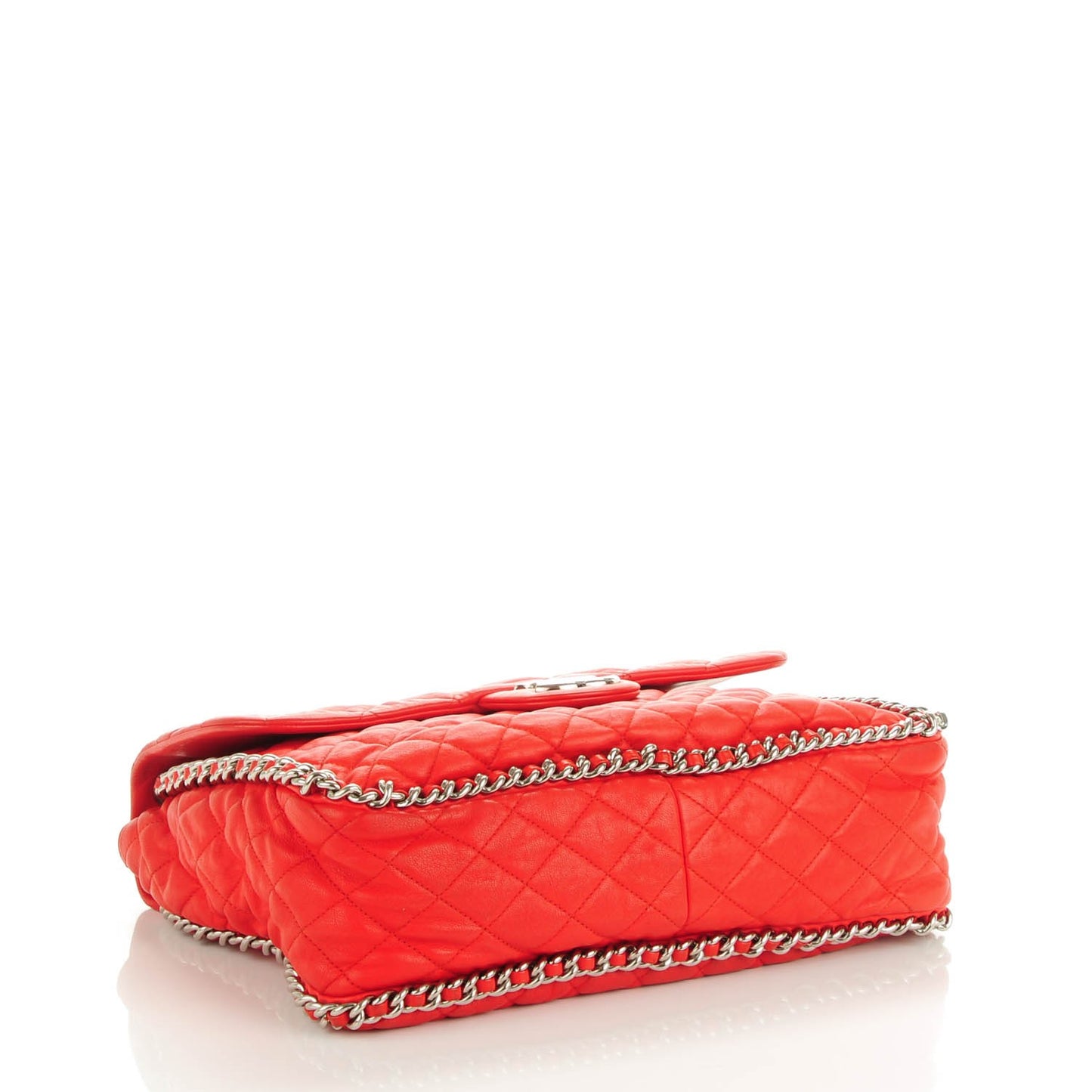 Washed Lambskin Quilted Maxi Chain Around Flap Red