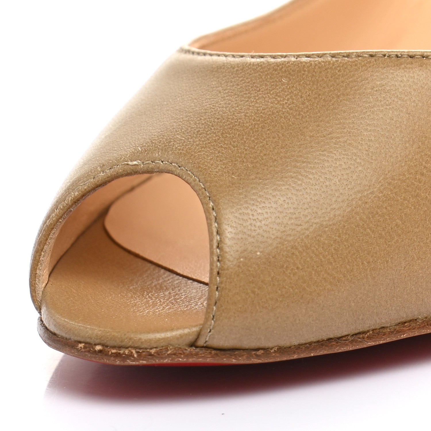 Christian Louboutin Nappa Peep Toe Pump 39.5 Tan 11 of 14