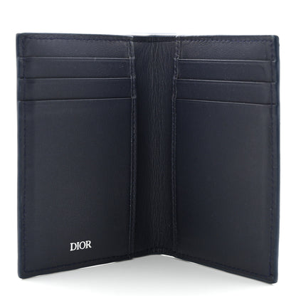 Christian Dior Calfskin CD Diamond Canvas Bi-Fold Card Holder Navy 5 of 7