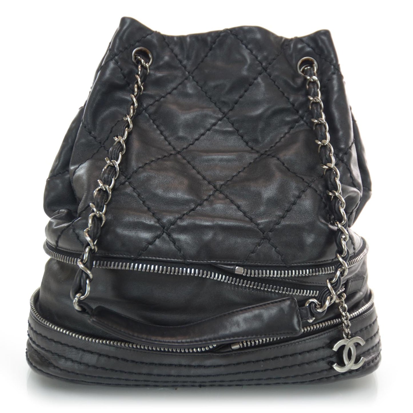 Lambskin Expandable Tote Black