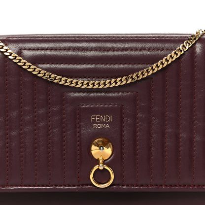 Fendi Shiny Nappa Trapuntata Dotcom Tube Wallet On Chain Bordeaux 9 of 13