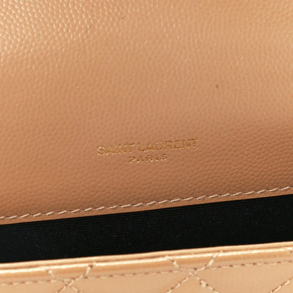 Saint Laurent Grain De Poudre Textured Mixed Matelasse Triquilt Small Monogram Satchel Dark Beige 5 of 11