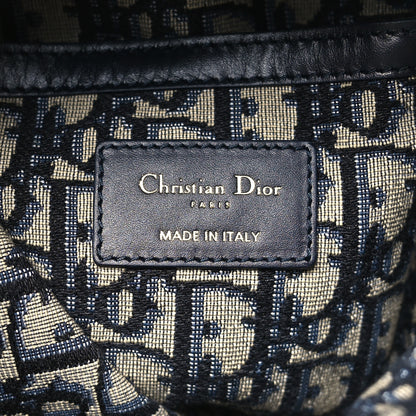 Christian Dior Wicker Oblique Drawstring Bucket Bag Blue 6 of 10