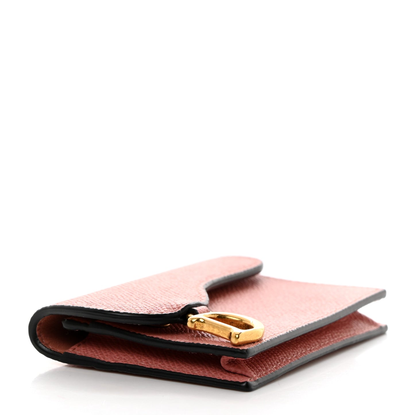 Grained Calfskin Saddle Card Holder Blush