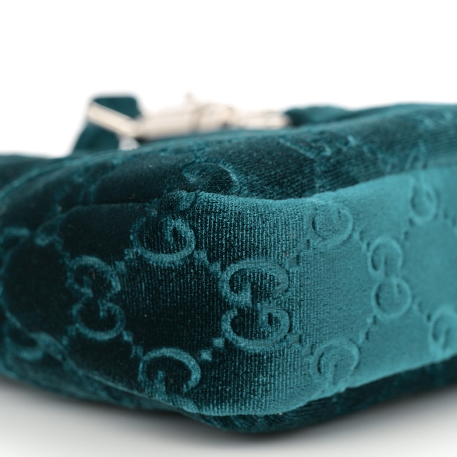 Gucci New Velvet Ashmir GG Monogram Small Jackie 1961 Hobo Velvet Peacock 9 of 10