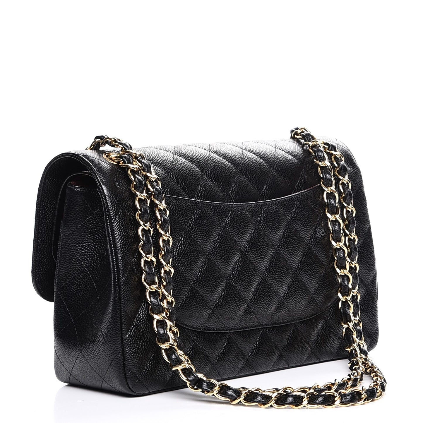 Caviar Quilted Jumbo Double Flap Black