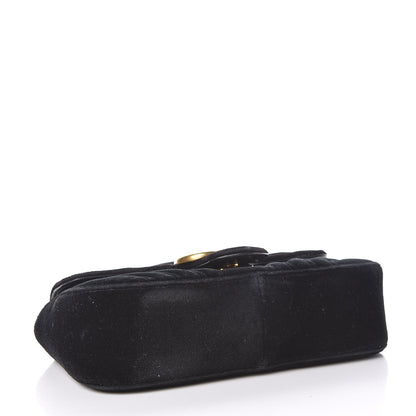 Gucci Velvet Matelasse Mini GG Marmont Shoulder Bag Black 4 of 9