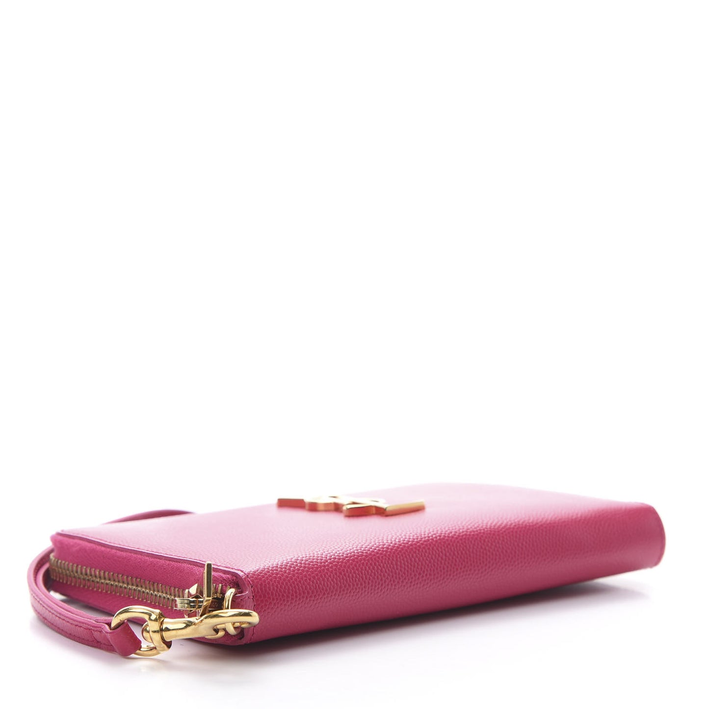 Grain De Poudre Monogram Zip Around Wristlet Lipstick Fuchsia