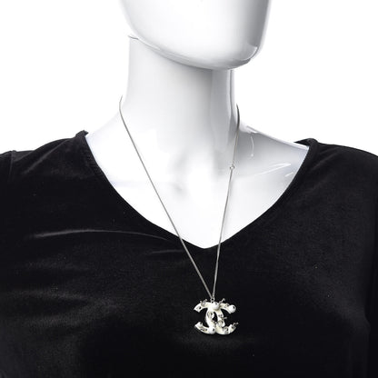 Chanel Enamel Beaded CC Necklace Silver White 2 of 5