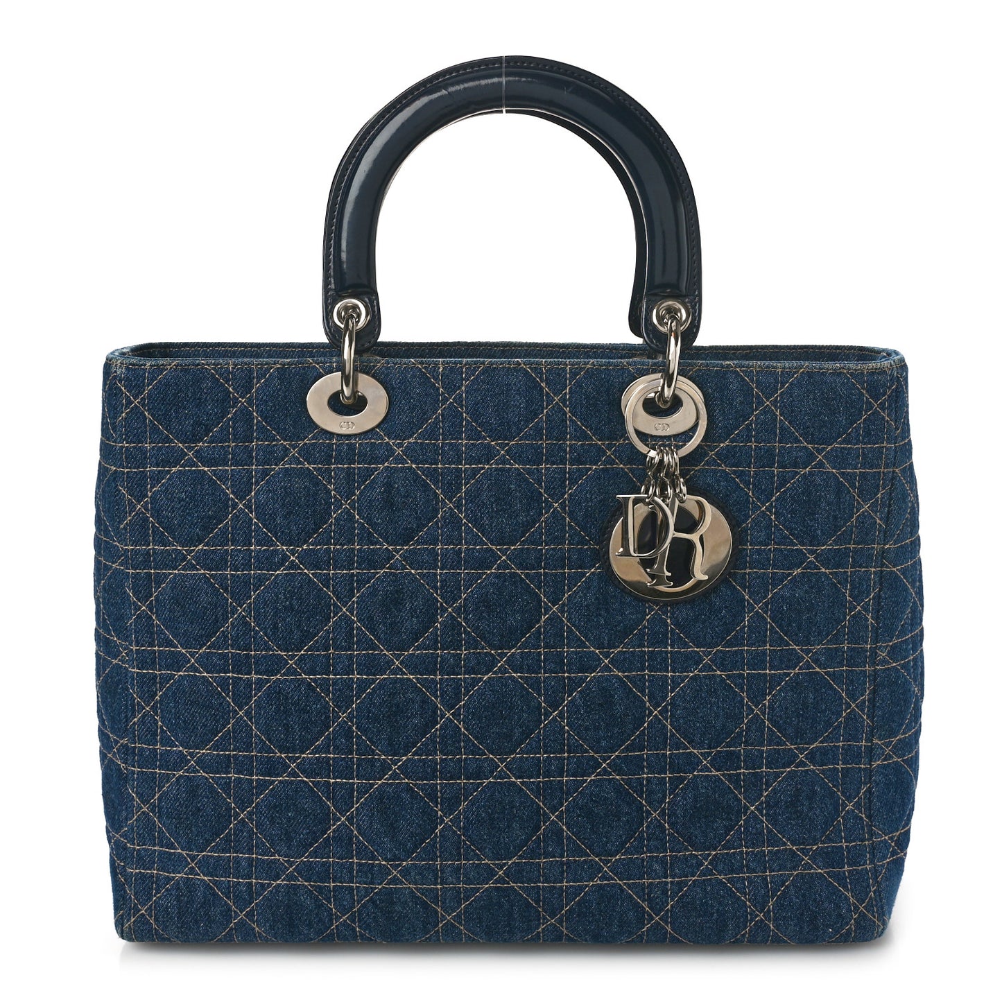 Denim Cannage Large Lady Dior Blue