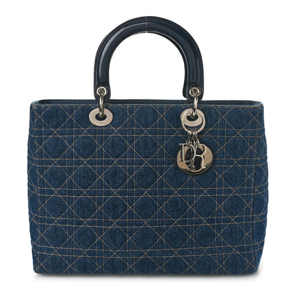 Christian Dior Denim Cannage Large Lady Dior Blue 1 of 11