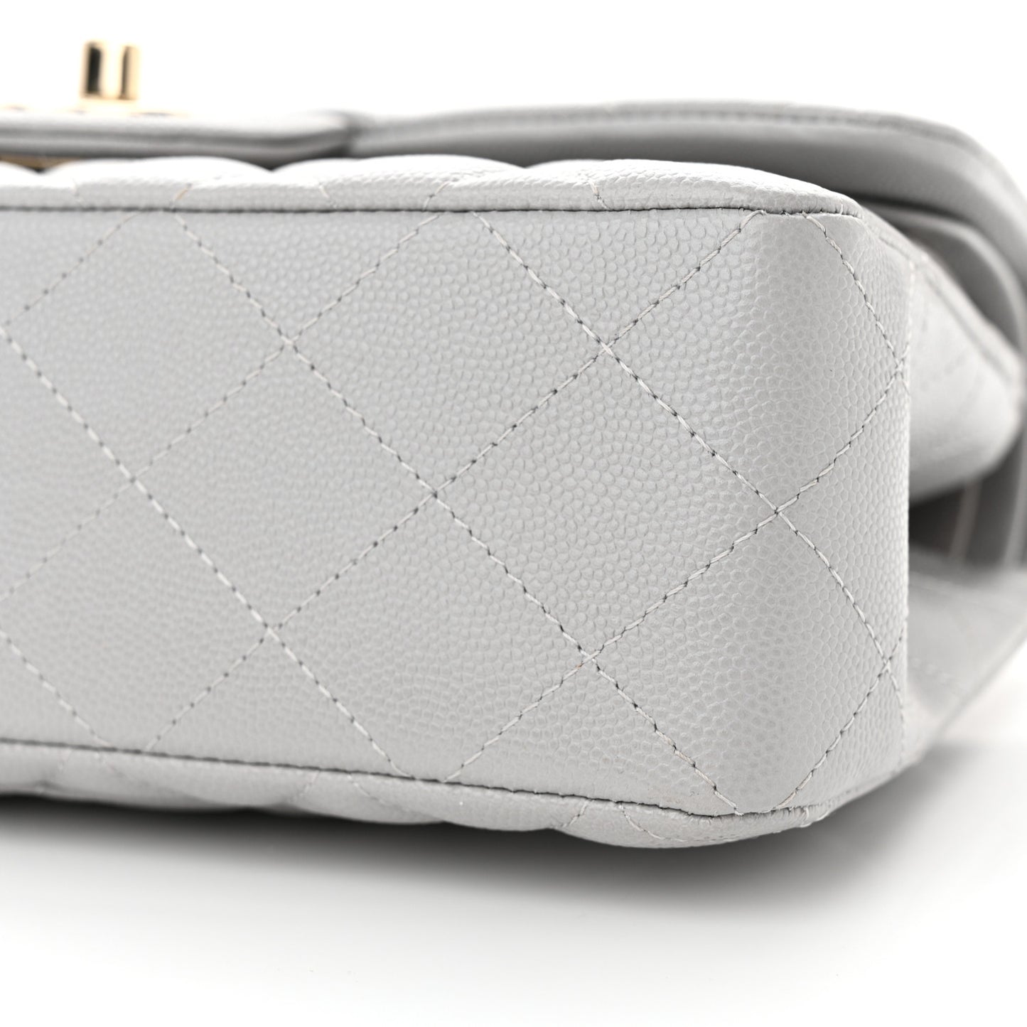 Caviar Quilted Small Double Flap Grey