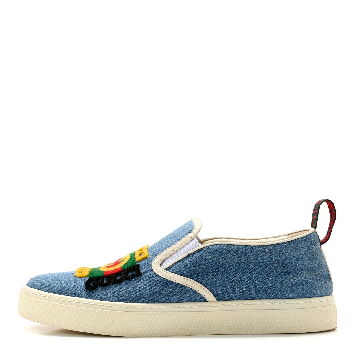 Gucci Kura Denim Logo Embroidered Mens Slip On Sneakers 7.5 Blue 1 of 12