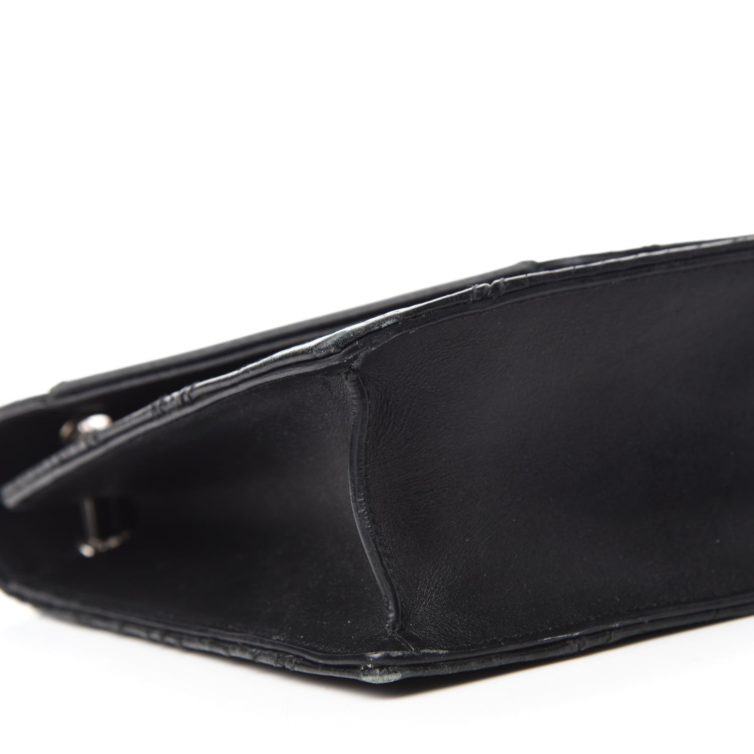 Saint Laurent Calfskin Crocodile Embossed Medium Betty Black 6 of 11