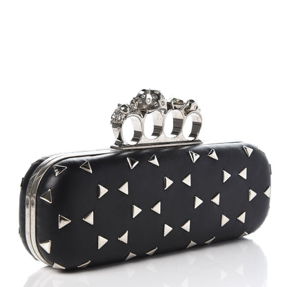 Alexander McQueen Nappa Studded Skull Knuckle Box Clutch Black 3 of 8