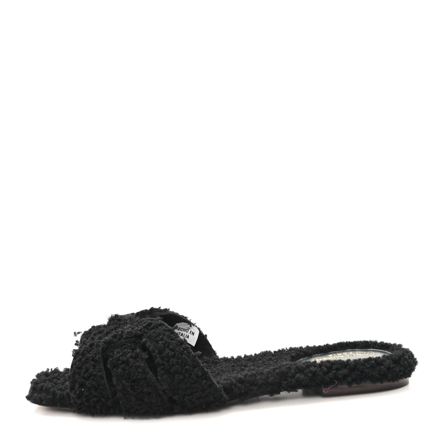 Shearling Tribute Flat Mules 38 Black