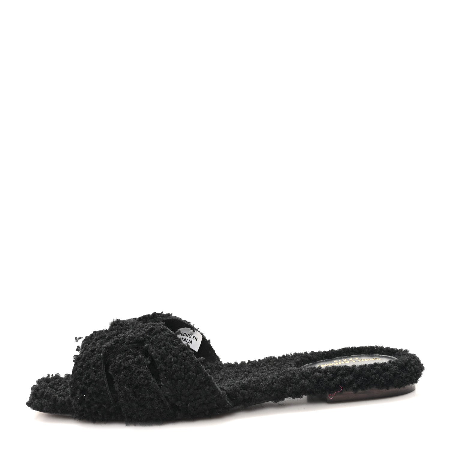 Saint Laurent Shearling Tribute Flat Mules 38 Black 1 of 10