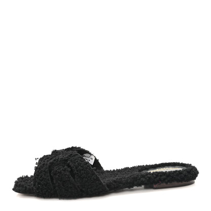 Saint Laurent Shearling Tribute Flat Mules 38 Black 1 of 10