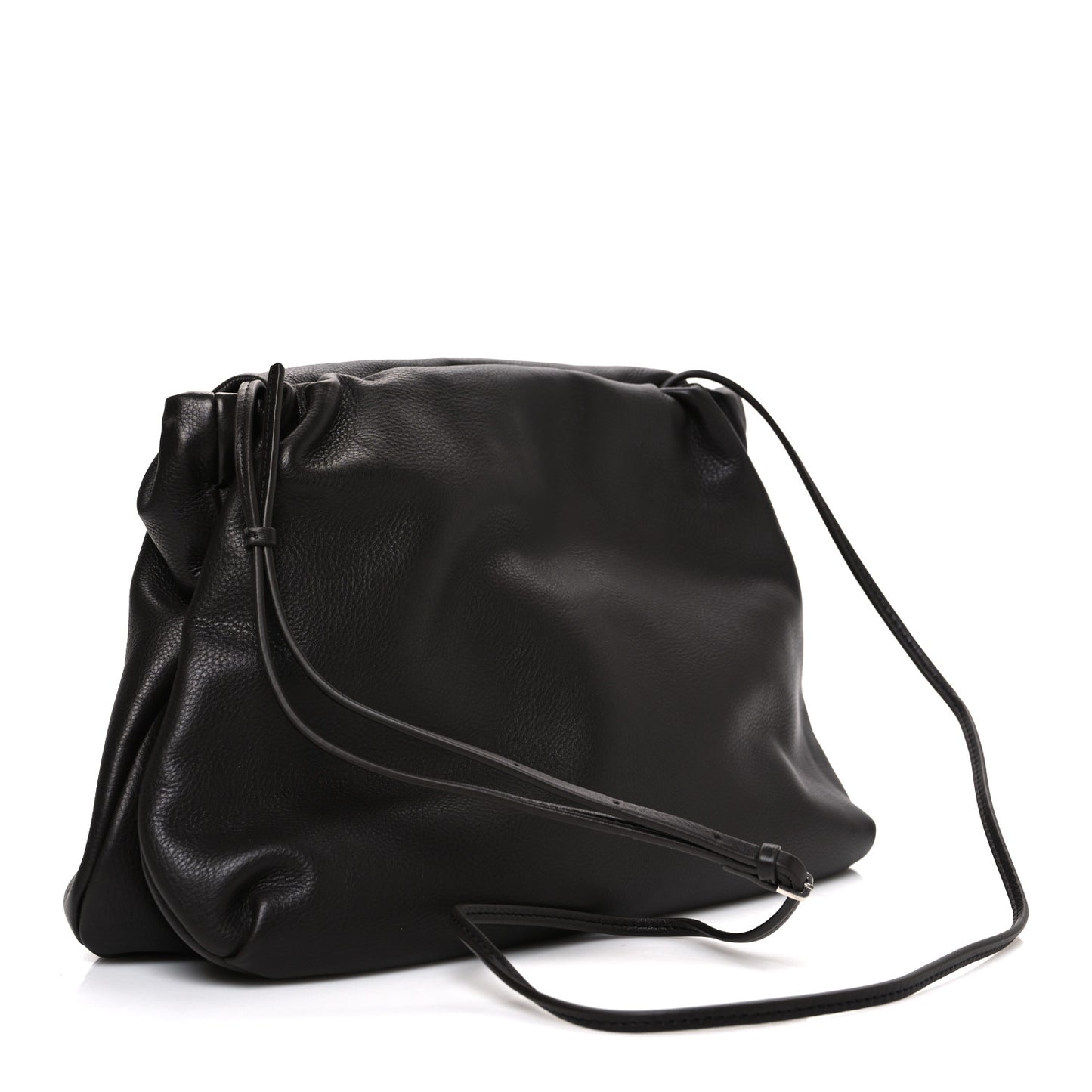 Grained Calfskin Bourse Clutch Dark Brown