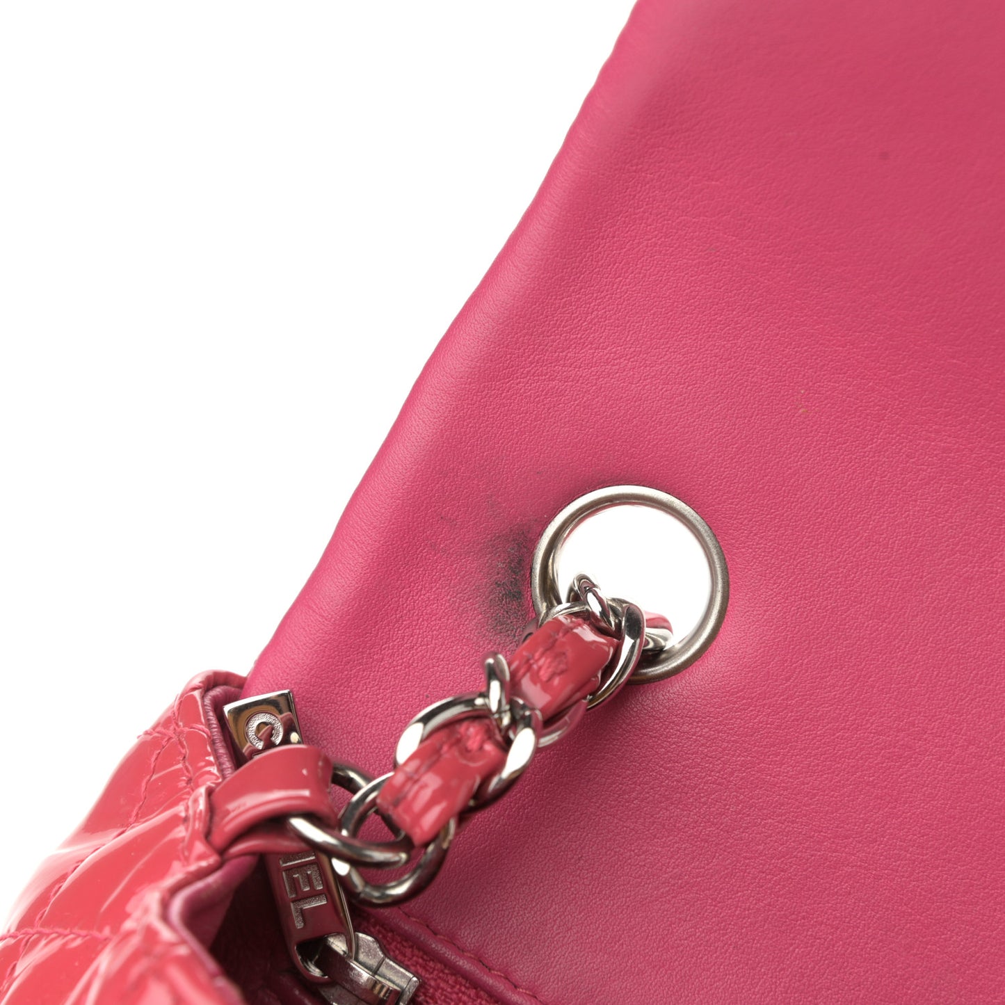 Patent Calfskin Quilted Mini Rectangular Flap Pink