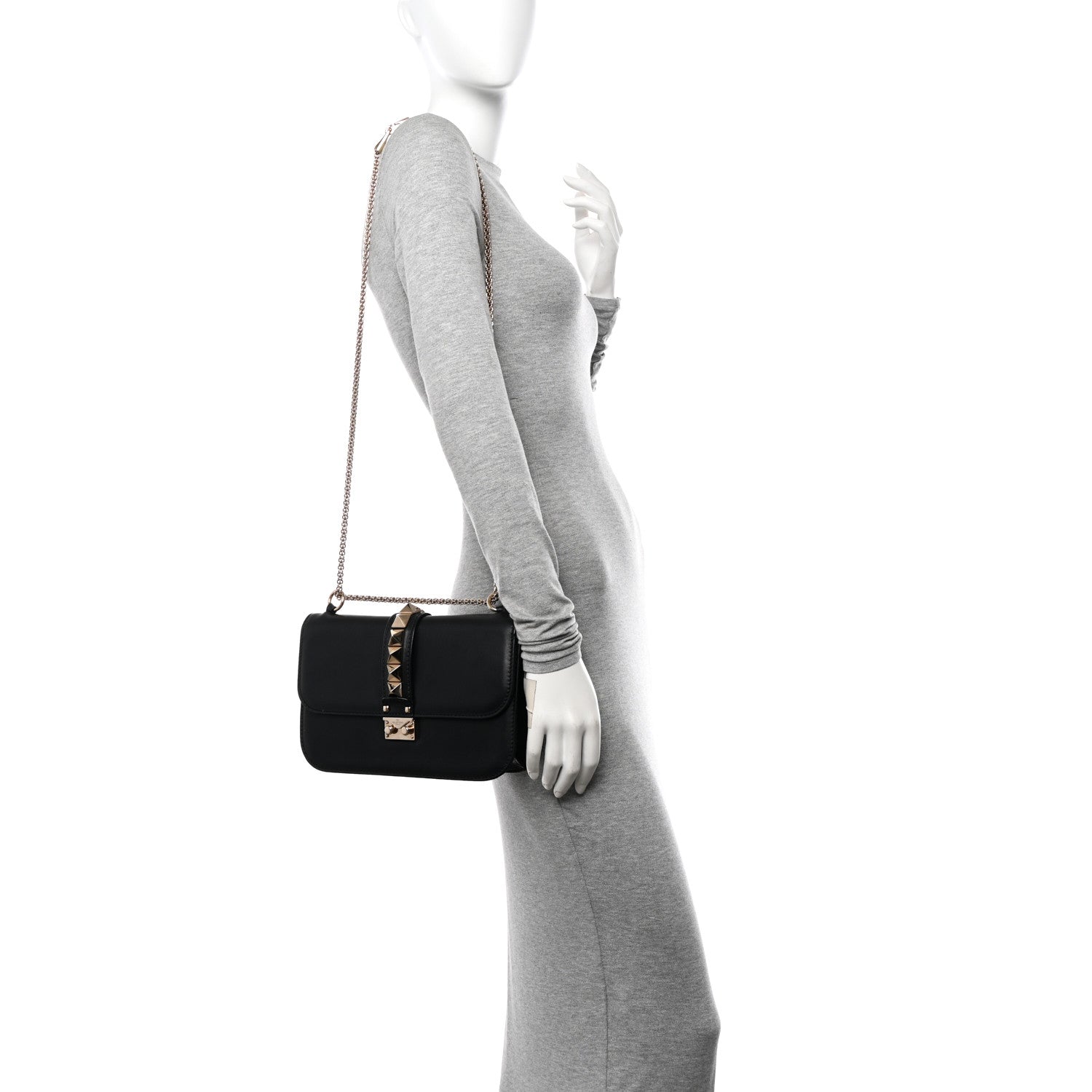 Valentino Garavani Vitello Medium Glam Lock Rockstud Flap Black 2 of 10
