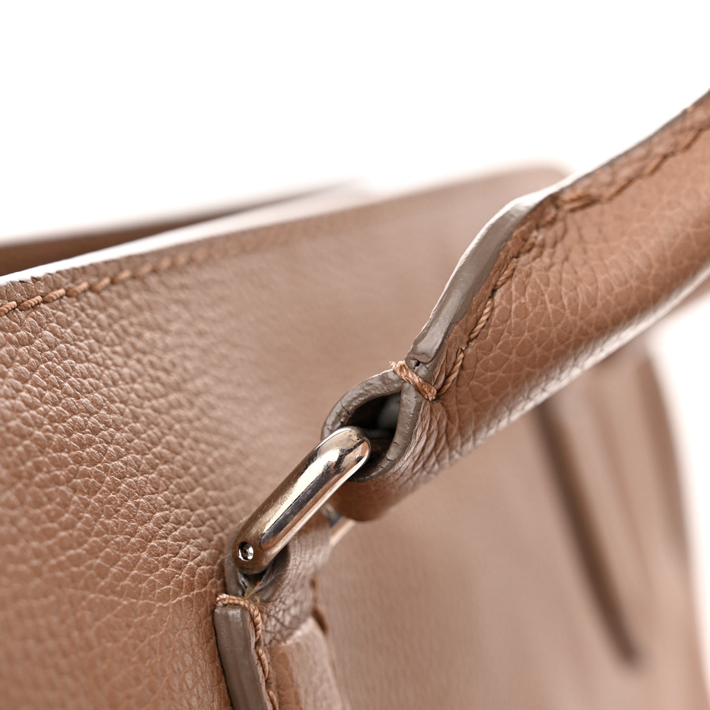 Pebbled Calfskin Large Skull Padlock Zip Around Tote Taupe