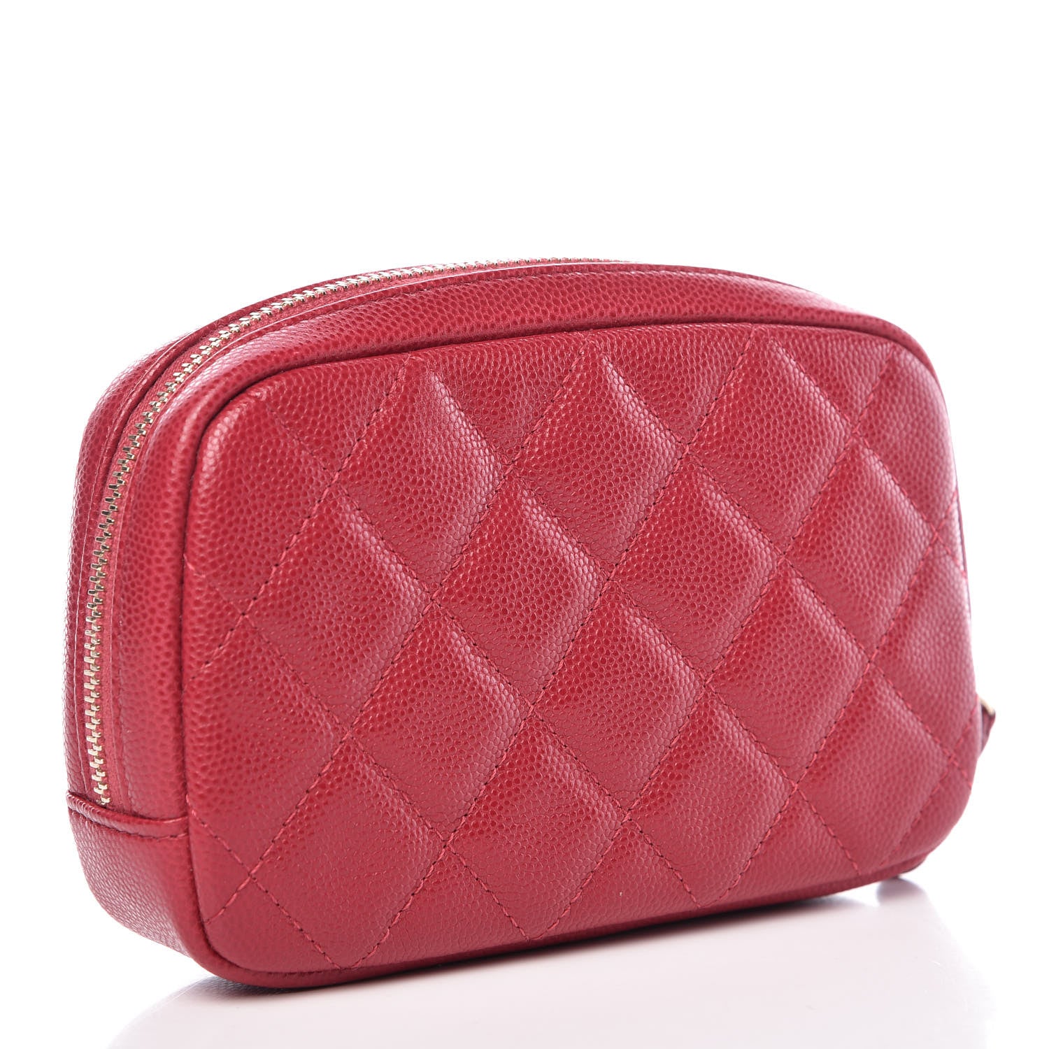 Chanel Caviar Quilted Small Curvy Pouch Cosmetic Case Dark Pink 3 of 10