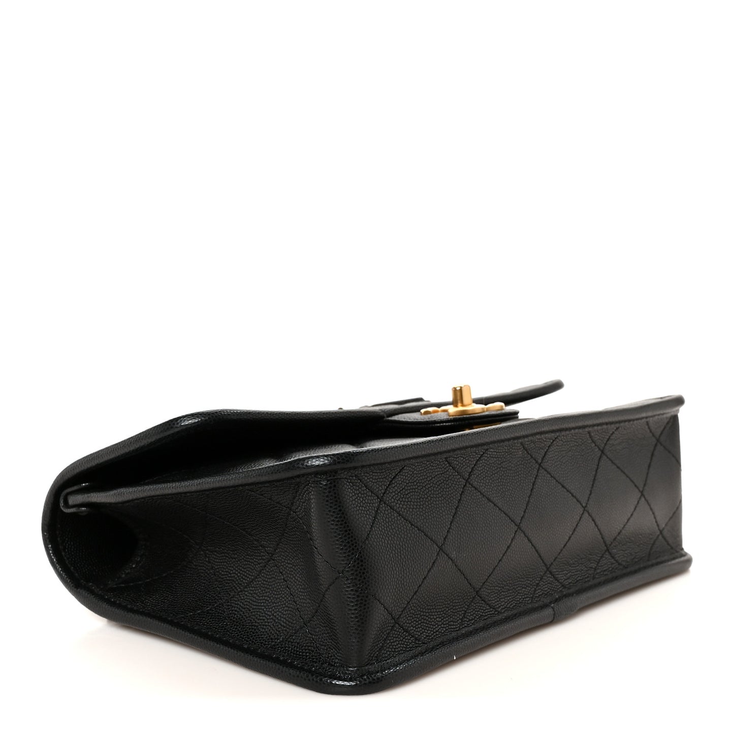 Caviar Quilted School Memory Small Top Handle Flap Black