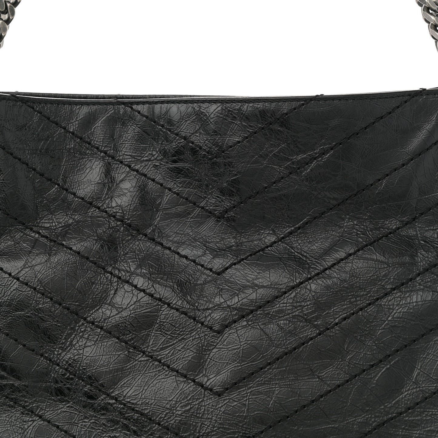 Crinkled Calfskin Matelasse Monogram Medium Niki Shopper Tote Black