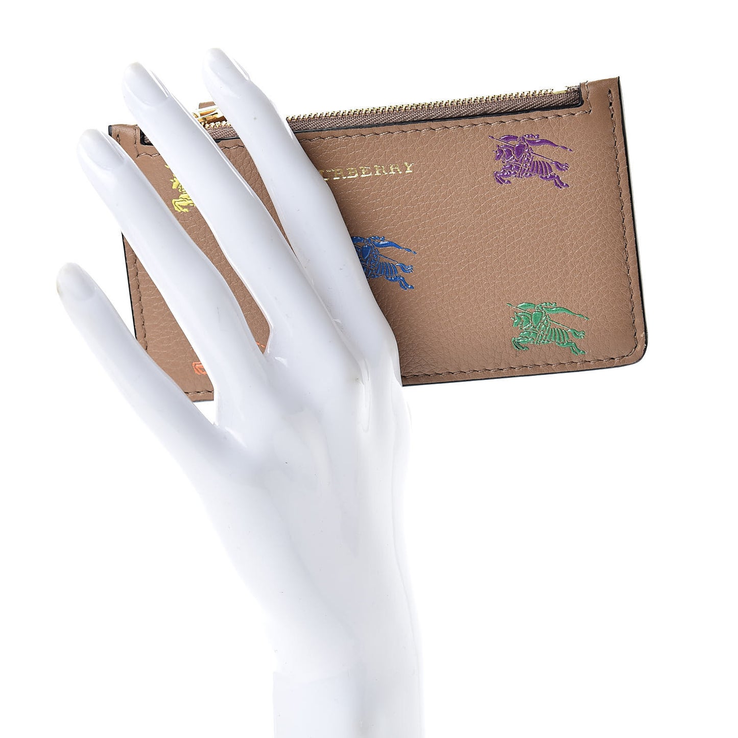 Grained Calfskin EKD Somerset Coin Case Card Holder Light Camel