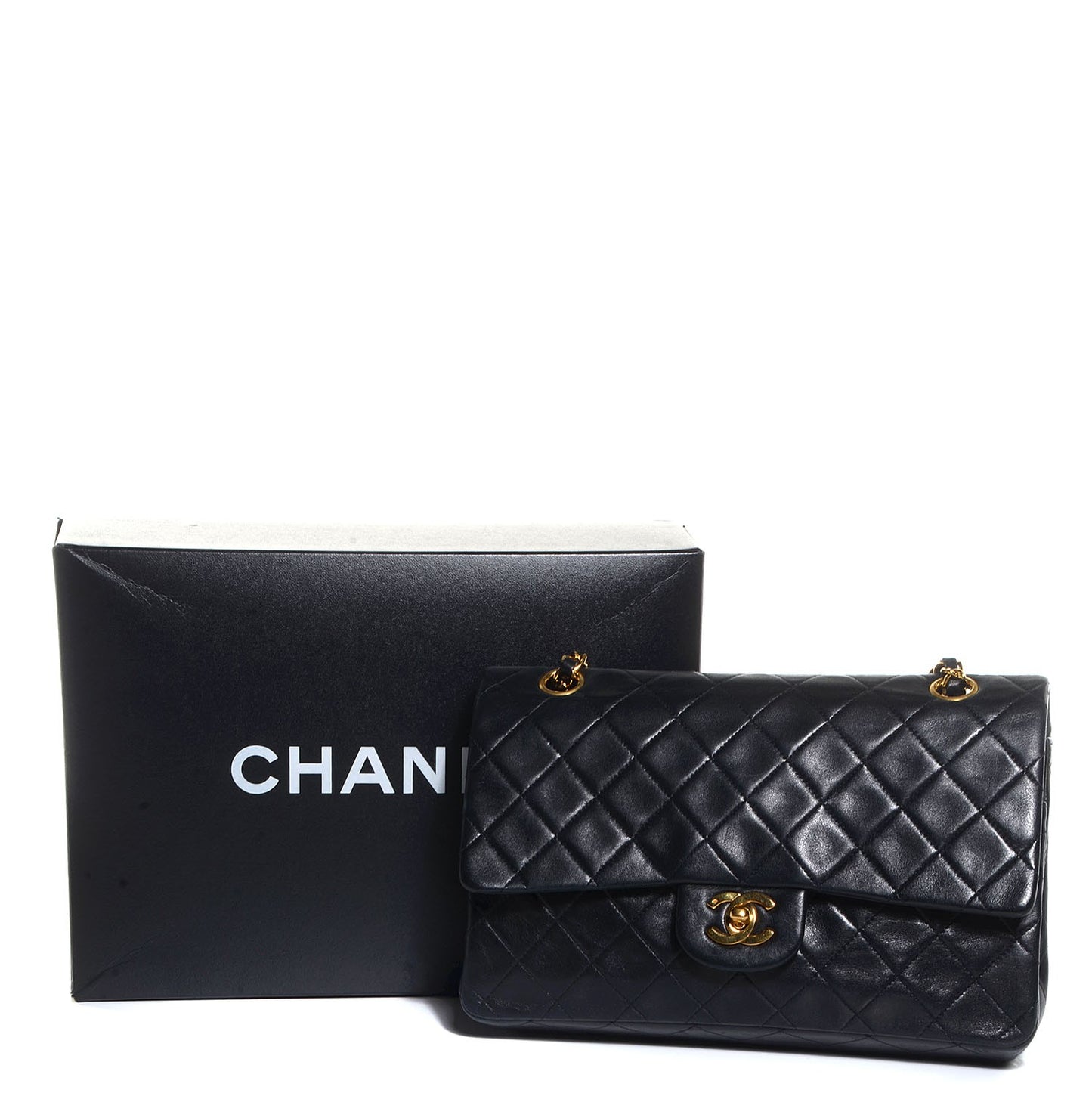 Lambskin Medium Double Flap Black
