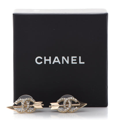 Chanel Metal Crystal CC Arrow Earrings Gold 5 of 5