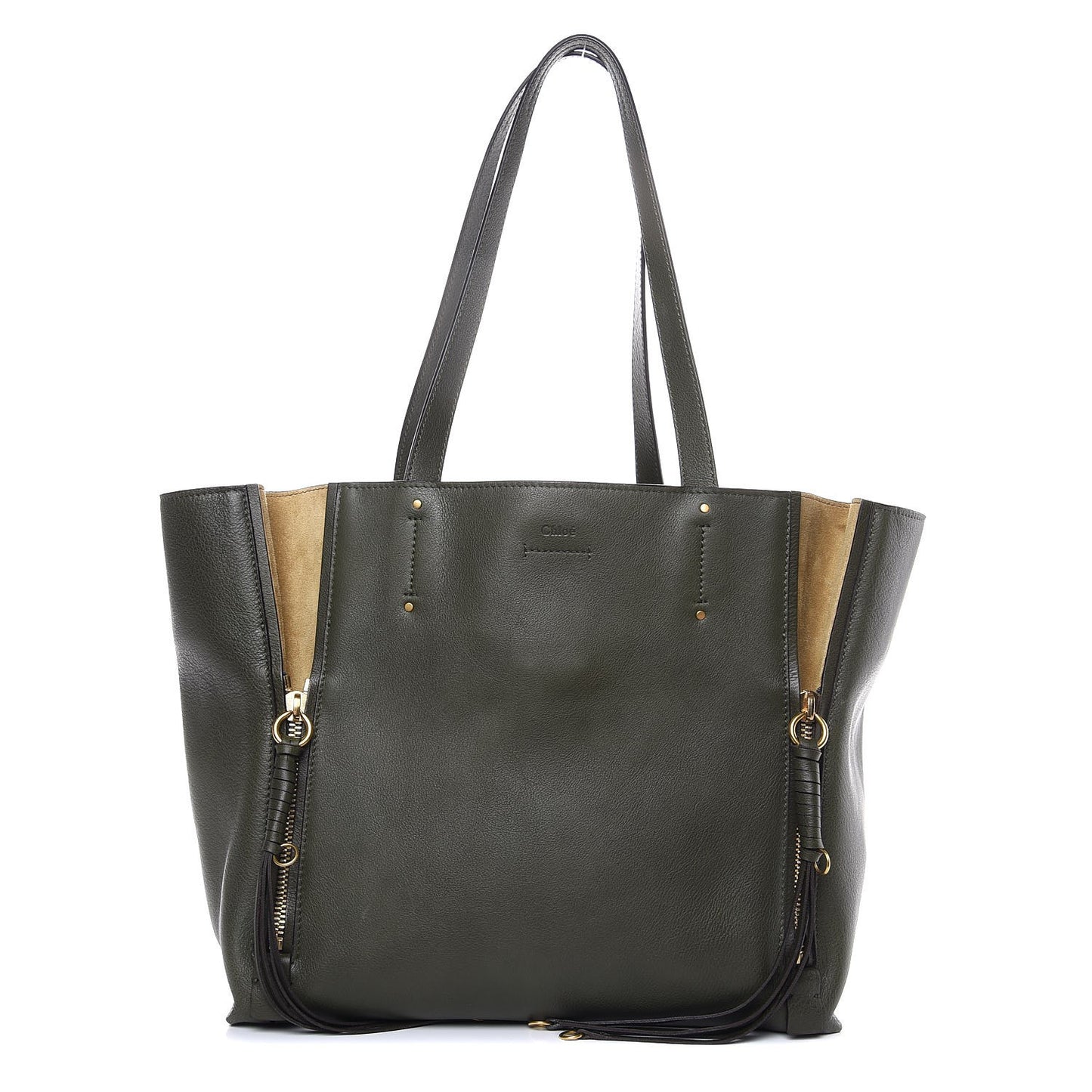 Smooth Calfskin Medium Milo Shopping Tote Midnight Green