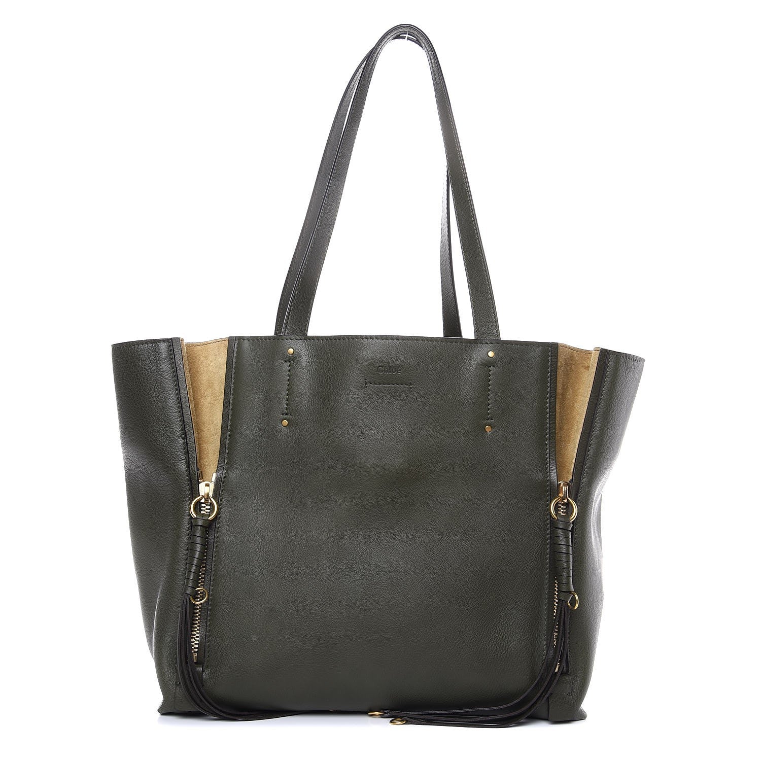 Chloe Smooth Calfskin Medium Milo Shopping Tote Midnight Green 1 of 8