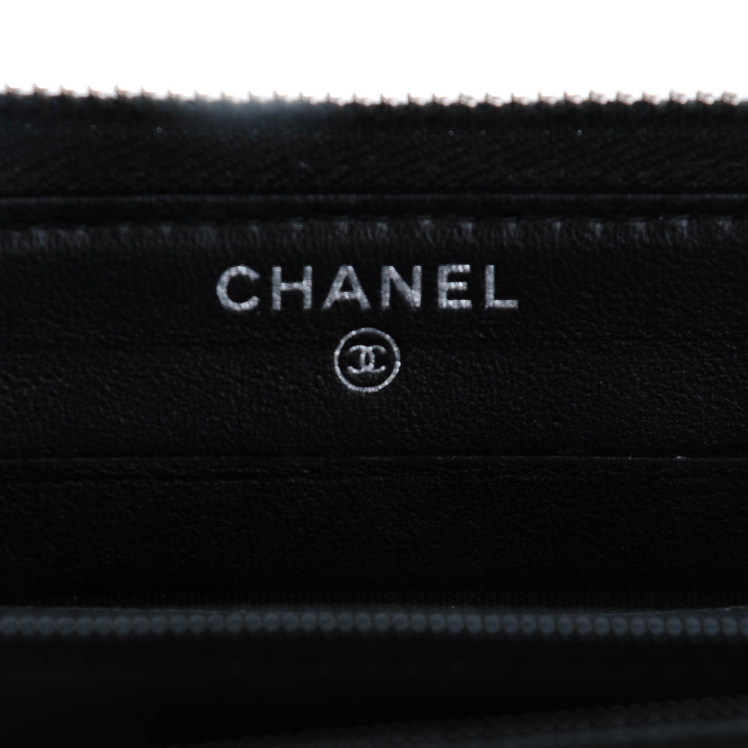Chanel Lambskin Camellia Embossed Zip Around Wallet Black 6 of 8