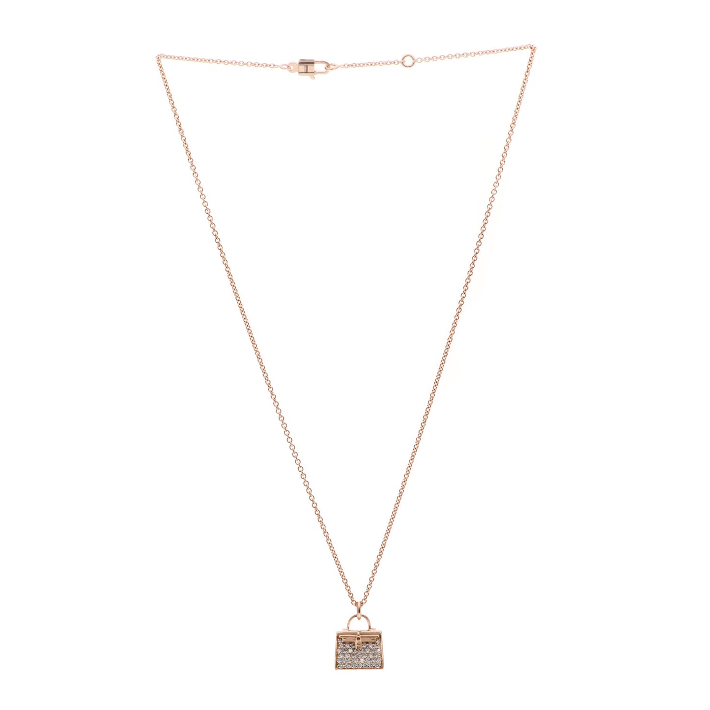 18K Rose Gold Diamond Kelly Amulettes Pendant Necklace