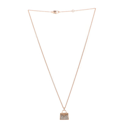 Hermes 18K Rose Gold Diamond Kelly Amulettes Pendant Necklace 3 of 5