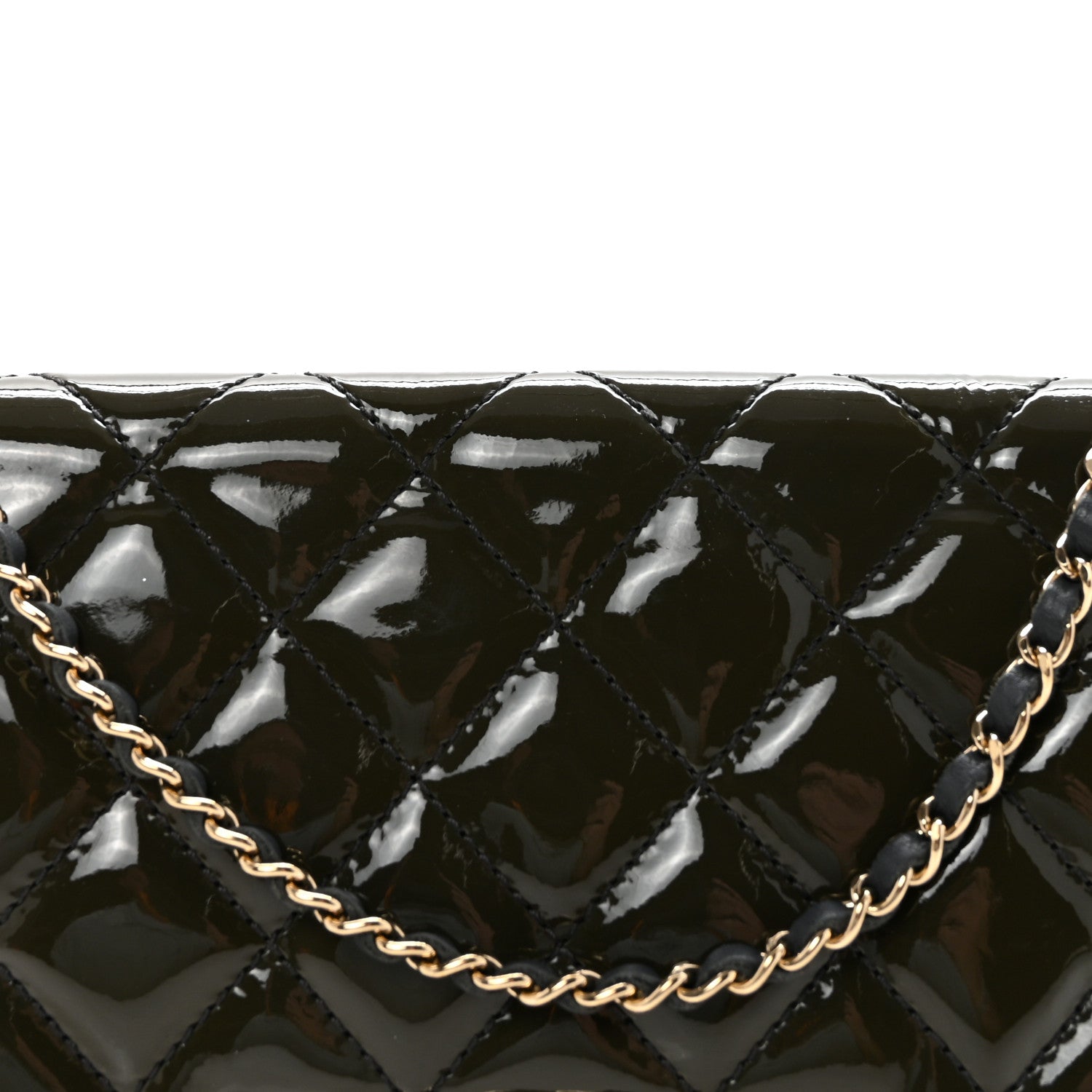 Chanel Patent Quilted Golden Class Wallet on Chain WOC Dark Grey 8 of 10