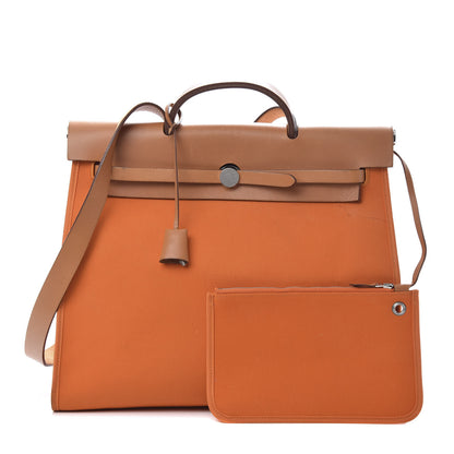 Hermes Vache Hunter Toile Herbag Zip 39 PM Orange 1 of 19