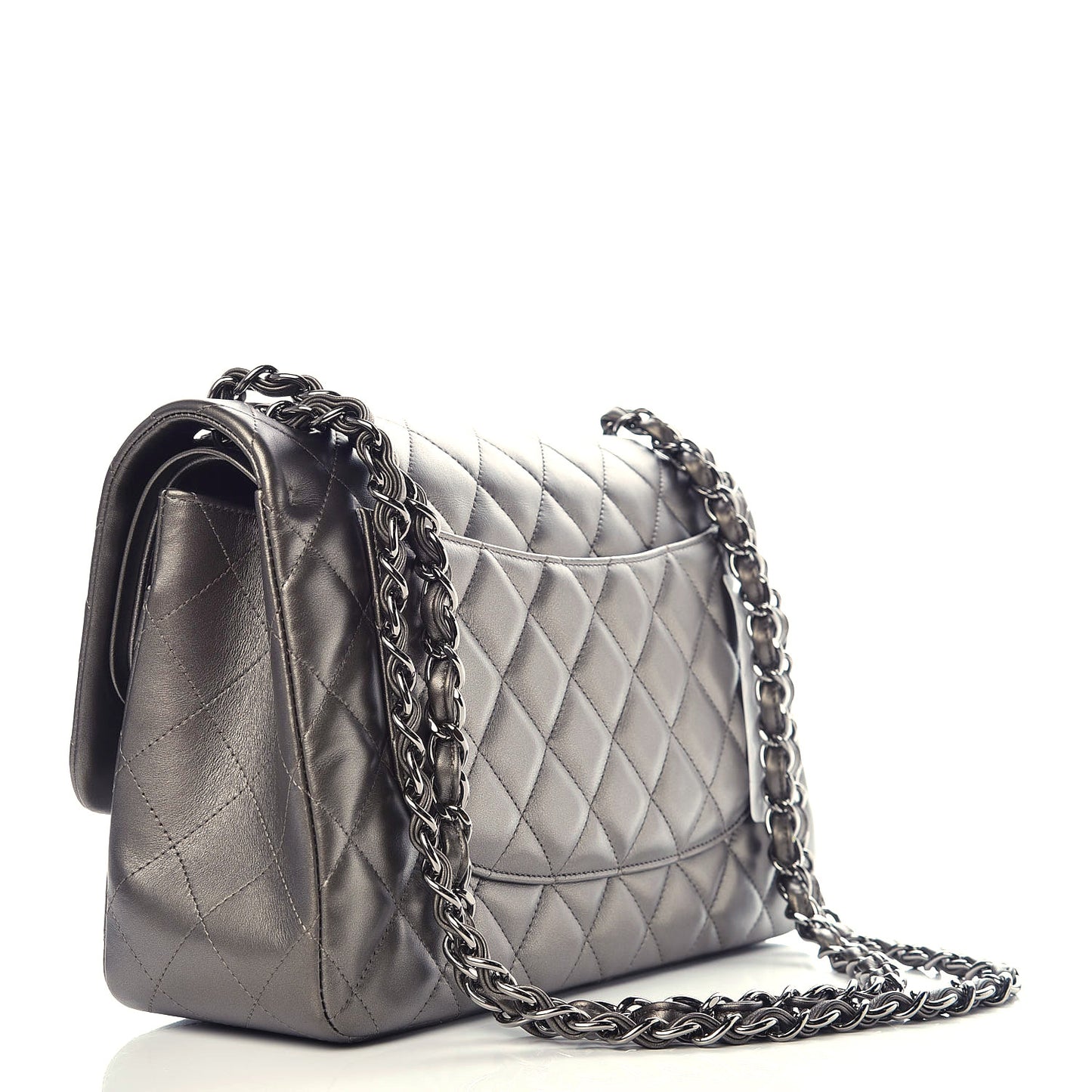 Metallic Lambskin Quilted Jumbo Double Flap Bronze