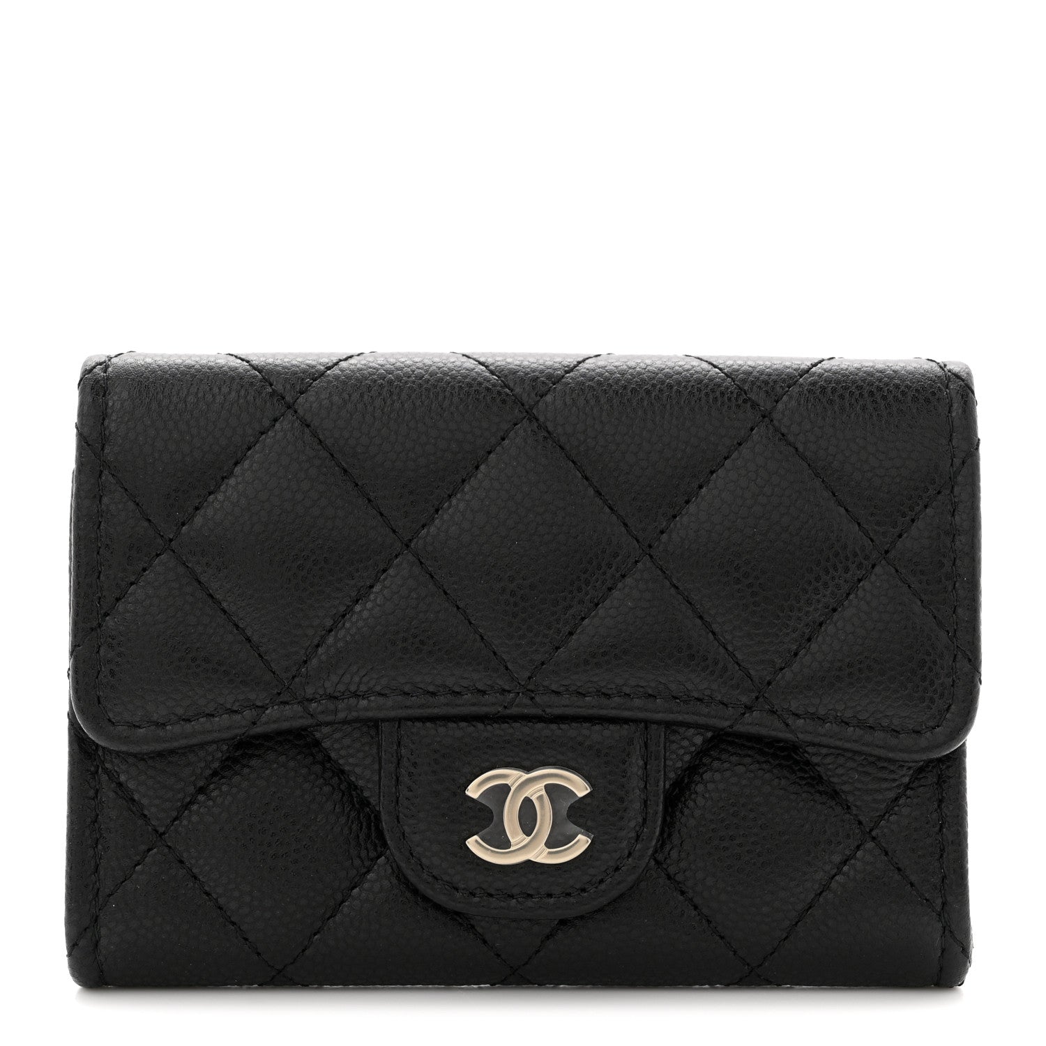 Chanel Caviar Quilted Flap Card Holder Wallet Black 1 of 8