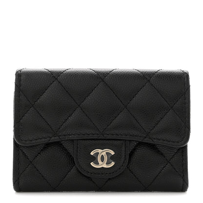 Chanel Caviar Quilted Flap Card Holder Wallet Black 1 of 8