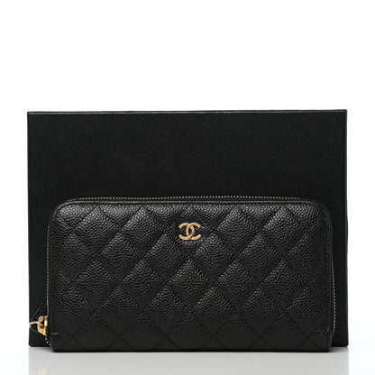 Chanel Caviar Quilted Large Gusset Zip Around Wallet Black 9 of 9