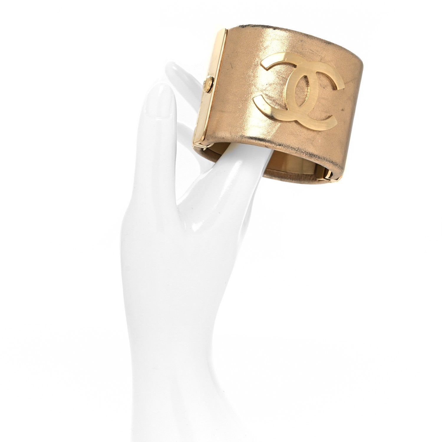 Chanel Metallic Lambskin CC Cuff Gold 2 of 9