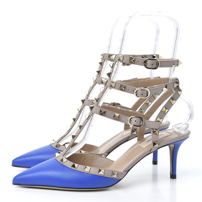 Valentino Garavani Calfskin Nappa Rockstud Ankle Strap 65mm Pumps 39.5 Acid Blue Poudre 3 of 9